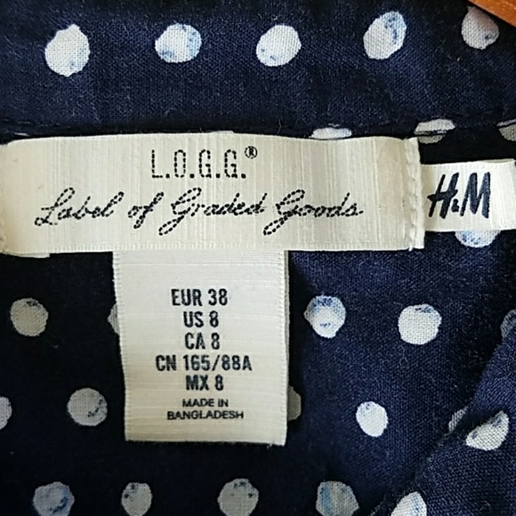 3/$20 H&M L.O.G.G. - Navy Blue Button Down Blouse - Picture 7 of 8
